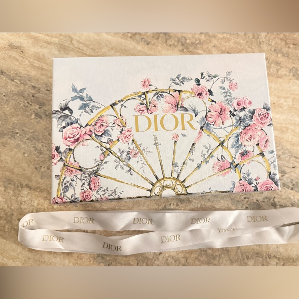 Dior Pink and Gold Floral Box with Ribbon